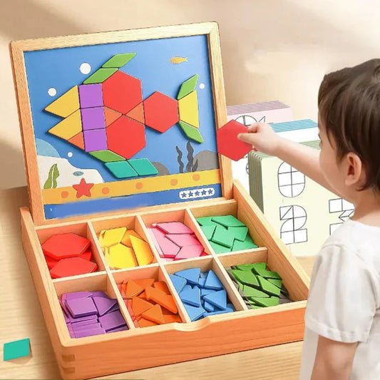 MagikBlocs® – Magnetic Wooden Puzzle (180-Piece Geometric Set)